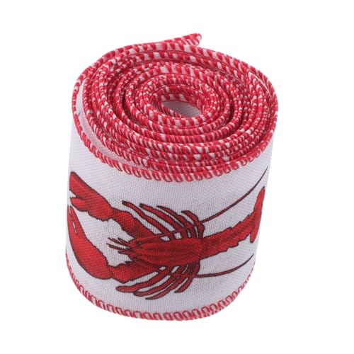 ARTIBETTER Bastelband Breit Polyester Drahtkante Geschenkband mit Hummer Flusskrebs-motiv Geeignet für Schleifen Treat Bags Tischdekoration und DIY Bastelprojekte von Artibetter
