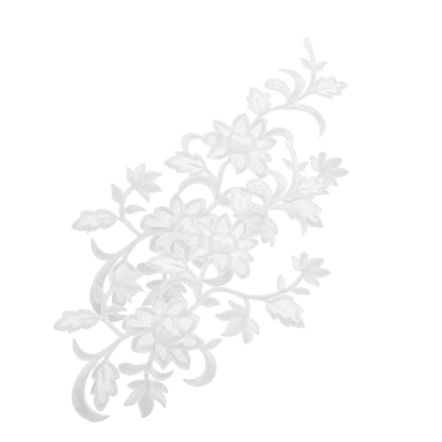 ARTIBETTER Blumensticker Stickerei-Stoff-Patch Blütenblüte Applikation bestickte aufnäher Stickerei Applikation Aufnäher Blütenblumenanwendungen gestickte Flicken zum Aufbügeln Weiß von Artibetter