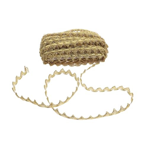 ARTIBETTER Goldene Spitzenspitze Stickerei-Besatzband goldener Fransenbesatz Spitzenbesatz zum Basteln Zierband nähen Puppenkleidungsverkleidung Einfassung Spitze Rockbesatz Polyestergarn von Artibetter