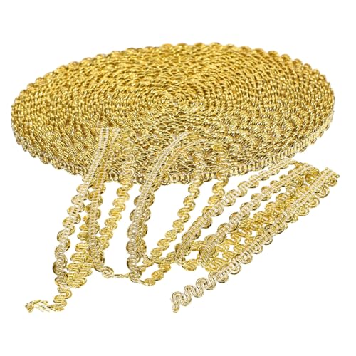 ARTIBETTER Goldfarbene Metallic Gimp Spitzenborte S-förmiger Zopfbesatz für Nähen Hochzeitsdekoration DIY Kleidung Heimdekor Polyester Stickerei Applikation Ornament Band von Artibetter