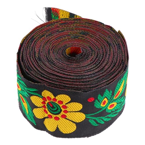 ARTIBETTER Jacquard Gurtband Stoffband Stickerei Spitze Besticktes Besatzband Blaues Blumenband Hochzeits Webband Zum Nähen Jacquard Besatz Gemustertes Band Polyestergarn Schwarz von Artibetter