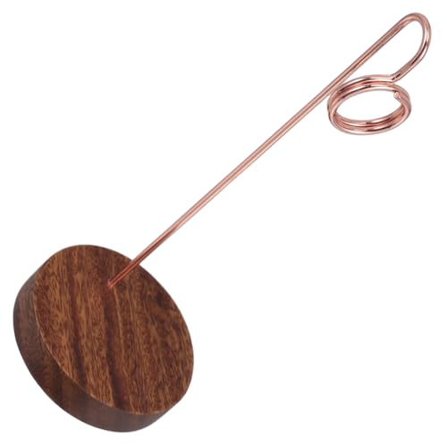 ARTIBETTER Notizordner Fotohalter Elegante Tischdeko Platzkartenhalter Holz Notizklammer Büro Zubehör Urlaubskarteninhaber Kartenhalter für Büroschreibtische Notizhalter aus Metall Nussbaum von Artibetter