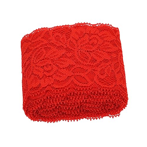 ARTIBETTER Stretch-Spitze elastischer Nähbesatz Weißes Spitzenband Hochzeit für Schnürsenkel kleidung Blumenband mit Spitzenbesatz bestickter Spitzenbesatz Stickerei-Spitzenband Nylongarn rot von Artibetter