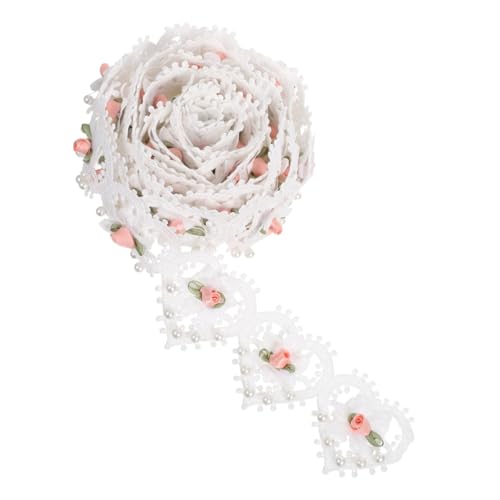 ARTIBETTER Vintage Weiße Spitzenborte mit Perlenblumen Bestickte Herzapplikationen für Brautkleider Partyhüte DIY Nähen Verzierungen Vielseitig Einsetzbar von Artibetter