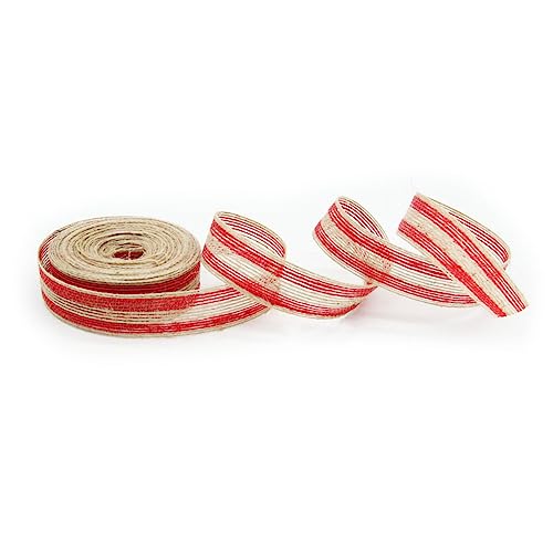 ARTIBETTER Weihnachtsband Party Stoff verdrahtet Burgund Hochzeit Chiffon Eisstockschießen schier Verpackung natürlich Sackleinenband DIY -Handwerksband rot von Artibetter