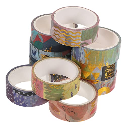 Artibetter 1 Satz Geometrisches Goldfolie Washi Tape Dekorative Klebebänder Für Diy Handaccount Scrapbooking Tagebuch Und Geschenkverpackung 10 Rollen von Artibetter
