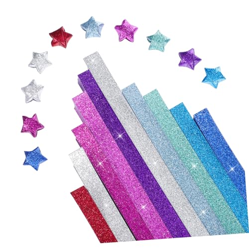Artibetter 1 Satz Glitzer-origami Farbiges Papier Stern-origami-papierstreifen Funkeln Glühen Papierstreifen Mit Origami-sternen Bastelzeug Bastelst Sterne Aus Papier Sternenpapier 1040 Stück von Artibetter