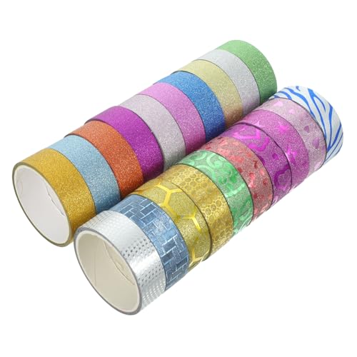 Artibetter 1 Satz Glitzerband Funkeln Aufkleber Dekoratives Washi-klebeband Diy Washi Tape Abdeckband Selbstklebendes Washi-tape Glitzerndes Washi-tape Opp Papier 30 Stück von Artibetter
