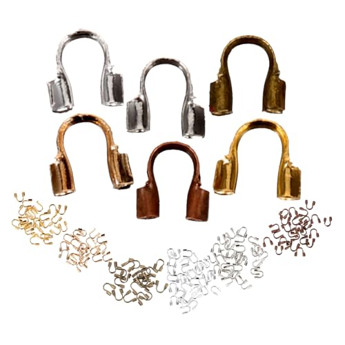 Artibetter 1 Satz Schmuck Crimp Beads Quetschperle Armbandzubehör Armbandage Perlenzubehör Abdeckung Halskette Machen Rahmen Crimpperle Basteln Drahtschutz-crimpperle Metall 600 Stück von Artibetter
