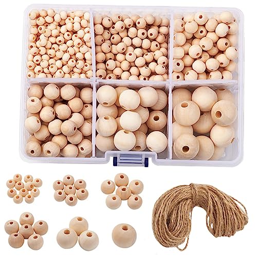 Artibetter 1 Schachtel Runde Holzperlen Box Fächer Natürliche Diy Perlen für Schmuck Girlanden und Heimdekoration Glatte Oberfläche Einfach zu Verarbeiten für Kreative Bastelprojekte von Artibetter