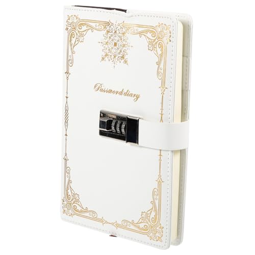Artibetter 1 Stück Kennwortsperrnotiz notizbuch zeitschrift sperren Notizblock Passwort-Notizbuch abschließbar Code-Schloss-Journal pu cover code lock notizbuch Codeschloss Tagebuch Weiß von Artibetter