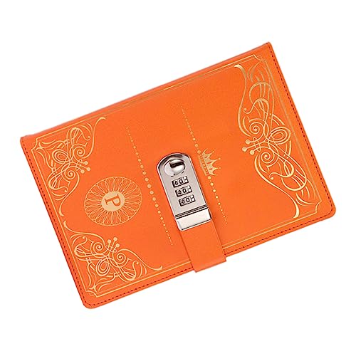 Artibetter 1 Stück Vintage Style Notizbuch mit Code Lock Orange PU für Tagebuch Reisejournal Notizen Schützende Passwortsperre und von Artibetter