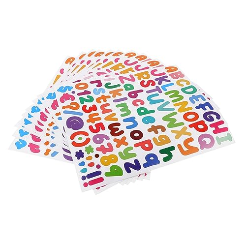 Artibetter 10 Blatt Wasserfeste Bunte Zahlen und Buchstabenaufkleber DIY Scrapbooking Dekoration für Handyhülle Fenster Personalisierte Sticker für Party und Basteln von Artibetter