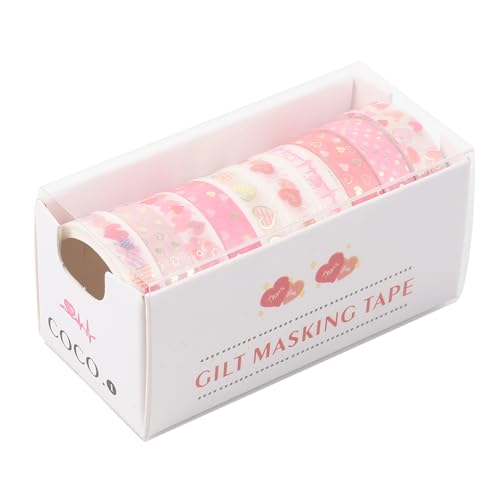 Artibetter 10 Rollen Japanisches Papierband Klebriges Papierband Scrapbook Zubehör Geschenkband Farbiges Musterband Süßes Doppelseitiges Klebeband Scrapbooking Dekoratives Maskieren von Artibetter