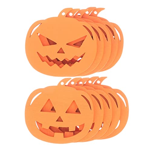 Artibetter 10 Stück Bastel Halloween Anhänger Holzzubehör DIY Wiederverwendbare Dekore Themen Chips Ornamente Kürbisausschnitte Dekorative Scheiben Ausgehöhltes Hängeholz von Artibetter