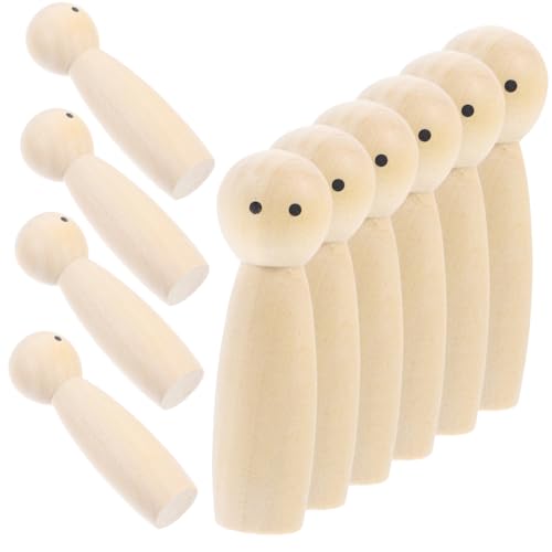 Artibetter 10 Stück Teiliges Blanke Holzfiguren Unbemalte DIY Holz Puppen zum Bemalen Kreative Spielfiguren aus Naturholz für Kinderhandwerk und Wohnungsdekoration von Artibetter