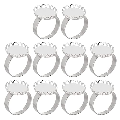 Artibetter 10 Stücke Edelstahl Ring Rohlinge Ringrohlinge Ringbasis Runde Leere Lünette Tablett Ringhalter Fingerring für Schmuckzubehör Schmuck Basteln Ergebnisse (Silber) von Artibetter