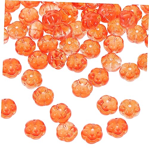 Artibetter 100 Stück DIY Glasperlen Kürbisform Goldfaden Farbverlauf Bastelperlen für Armbänder Halsketten Schmuckherstellung Halloween Charm Zubehör von Artibetter