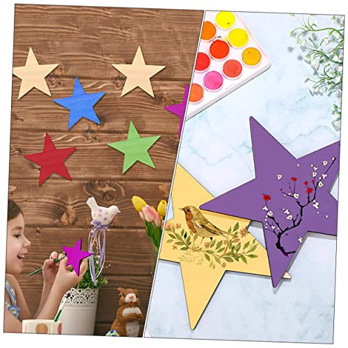 Artibetter 100 Stück Holzsterne Fünfzackige Stern Holzscheiben zum Bemalen Naturholz DIY Bastelset Weihnachtsdeko Kinderhandwerk Sicher und Glatt Poliert von Artibetter