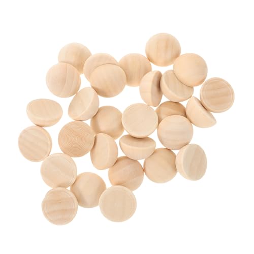 Artibetter 100 Stück Naturbelassene Halbrunde Holzkugeln ohne Unbehandelte Bastelperlen für DIY Schmuck Dekoration und Kreative Handwerksprojekte von Artibetter