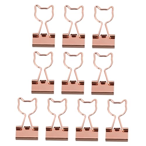 Artibetter 10Stücke Dekorative Büroklammern Metallbindemittelklemmen für Dokumente Notizen und Kalender Vielseitig Einsetzbar für Schule Büro und Zuhause Roségoldene Katzenform von Artibetter