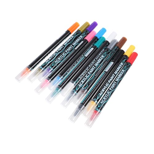 Artibetter 12 Stück Acryl-farbstift Kunstmalstifte Acrylfarben-marker Acrylstifte Acrylmarker Acryl-markerstifte Plastikmarkierungen Farbmarker Stift Malstifte-kit Abs von Artibetter