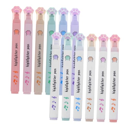 Artibetter 12 Stück Süße Textmarker Mit Katzenpfoten, Kawaii-marker, Pastellfarben, Textmarker, Niedliche Schreibwarenmarker Für Das Klassenzimmer, Die Schule, Das Büro von Artibetter
