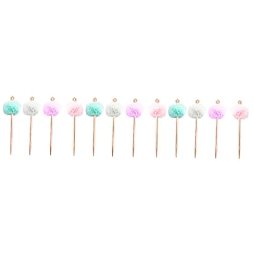 Artibetter 12 Stück Teiliges Kronen Plüsch Kugelschreiber Niedliche Gel Kugelschreiber mit Pompon Schreibset für Schule Büro für Kollegen und Freunde von Artibetter