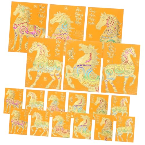 Artibetter 120 Stück Vietnamesische Neujahrsumschläge Gelb Papier Glücksumschläge für Frühlingsfest Traditionelle Lunar Year Hongbao Glückssymbole für Familie Freunde von Artibetter