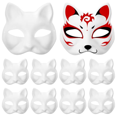 Artibetter 15 Stück weiße Papiermasken, blanko, handbemalt, Pappmaché, Masken, Halloween, Katze, DIY, Tier, unbemalt, Bastel-Masken für Cosplay, Maskenpartys, Kostüm-Zubehör von Artibetter