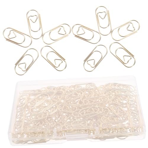 Artibetter 150 Stück Kreative Metallklammern in Herzform Kleine Büroklammern für Akten und Dokumente Stabile Goldfarbene Paperclips für Schule Büro und Organisation von Artibetter