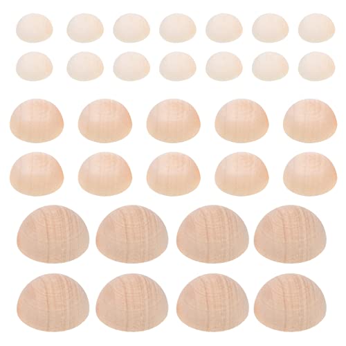 Artibetter 150 Stück Mini-Halb-Holzperlen, natürliche Halbkugel-Ornamente, 10 mm, 15 mm, 20 mm, unlackierte runde Holzkugeln für Bastelarbeiten, Malerei, Schmuckherstellung, Girlanden, Basteln von Artibetter