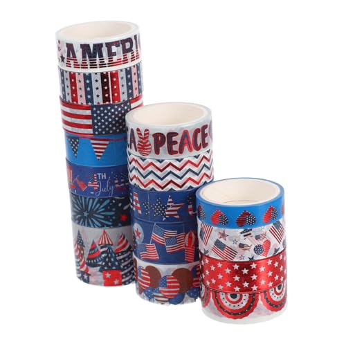 Artibetter 16 Rollen Unabhängigkeitstag Band Unabhängigkeitstag Klebeband Amerikanische Flagge Klebeband Kassetten zum Unabhängigkeitstag urlaub paketband Tape- Japanisches Papier von Artibetter