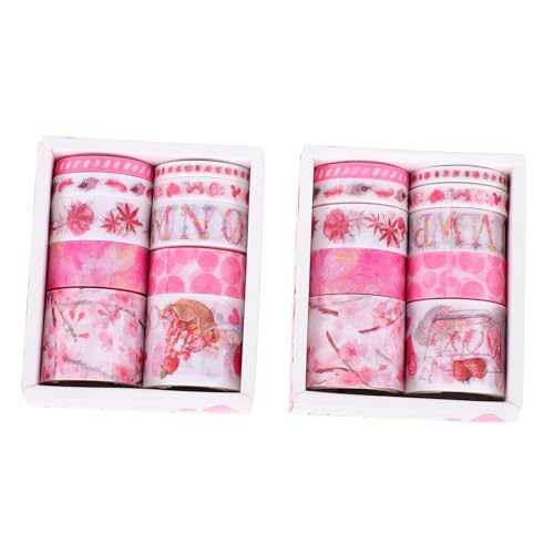 Artibetter 2 Boxen Handbuch-Aufkleber Handwerk Klebstoff für süßes Band Weiß Scrapbook-Washi-Tape klebriges Papierband Scrapbooking-Klebeband Einklebeband aus Papier DIY liefert Rosa von Artibetter