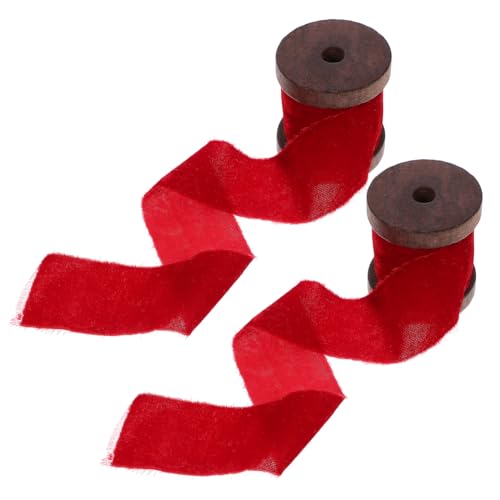 Artibetter 2 Rollen Geschenkverpackung mit Band Fleckband Samtband Regenbogen-Satinband Stoff ribbon schienbeinschoner tape Geschenkbandverzierung dekoratives Verpackungsband Polyester rot von Artibetter