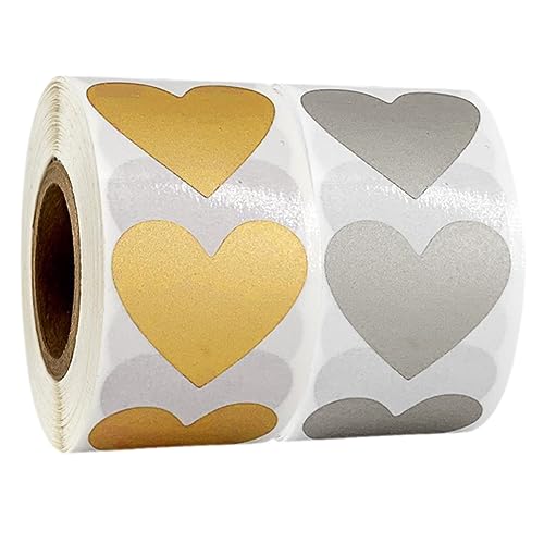 Artibetter 2 Rollen roségoldener Aufkleber goldene Aufkleber Valentines Herzen rosa Herzaufkleber ich DIY Aufkleber zum Geburtstag Kreis Rubbelaufkleber Rubbelkarten Rose Gold von Artibetter