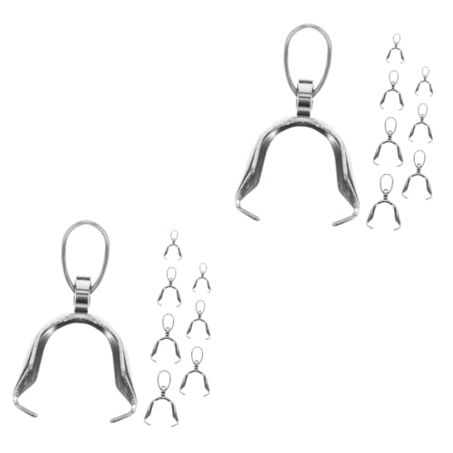 Artibetter 2 Sätze Guazi-taste Verschlüsse Schnalle Schließe Halsketten Strand Charms Anhänger Schmuck Bügel-charm-verschluss Charm-prise-bügel Silver Rostfreier Stahl 8 Stücke * 2 von Artibetter