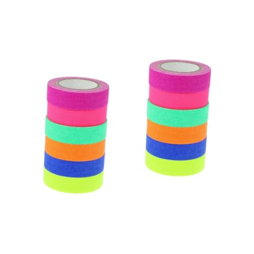 Artibetter 2 Sätze Leuchtendes Band Breites Klebeband Farbe Glühen Neon-isolierband Uv-klebeband Party Fluoreszierende Bänder Fluoreszierendes Neonband Neon-stoffband Baumwolle 6 Rollen * 2 von Artibetter
