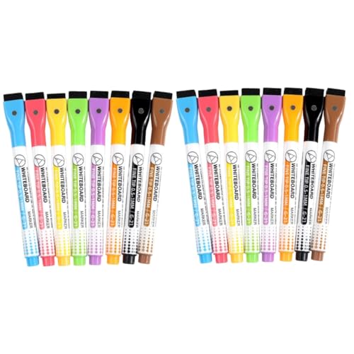 Artibetter 2 Sätze Magnetische Tafelstifte Für Whiteboard Abwaschbare Marker Mit Löscher Für Schule Büro Und Kreative Projekte 8 Stücke * 2 von Artibetter