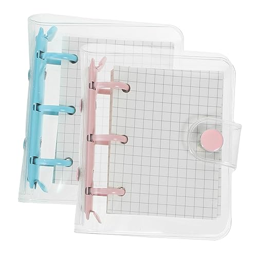 Artibetter 2 Sätze Mini Ring Notizbuch mit Transparentem PVC Umschlag Kreativer Tragbarer Ringbuch Organizer mit Buntem Dickem für Notizen Tagebuch und DIY Scrapbook Teilig Blau Rosa von Artibetter