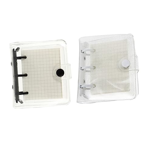 Artibetter 2 Sätze Transparentes PVC Notizbuch mit Ring Binder Mini Handbuch mit Karopapier und Transparenten Taschen Notizheft für Zuhause Schule und Unterwegs von Artibetter