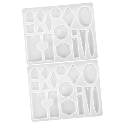 Artibetter 2 Stück DIY Kristall Kleber Harz Ohrring Anhänger Silikonform (geometrischer Puzzle Herz Anhänger 055) Schmuckformen für Epoxidharz Flexible Silikonformen Charme klein Anhängerform von Artibetter