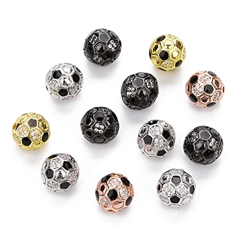ARTIBETTER 2 Stück Fußballperlen Perlen Für Schmuckhersteller Spacer Zwischenperlen Aus Zirkon Abstandshalter Für Selbstgemachte Halsketten Perlen Für Fußball-armbänder Sportanhänger Golden von Artibetter