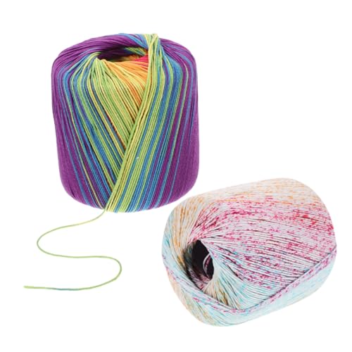 Artibetter 2 Stück Handgefertigter Gewebter Baumwollfaden Mehrfarbiges Baumwollgarn Stricken Mehrfarbige Baumwolle Buntes Häkelgarn DIY Handstricken Schneidbares Strickgarn Schal von Artibetter