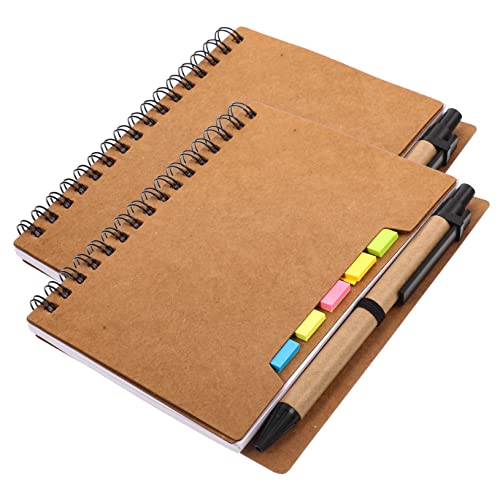 Artibetter 2 Stück Spiral Notizbuch mit Haftnotizen Planungshandbuch für Studenten Glattes für Büro und Schule Kraftpapier Design von Artibetter