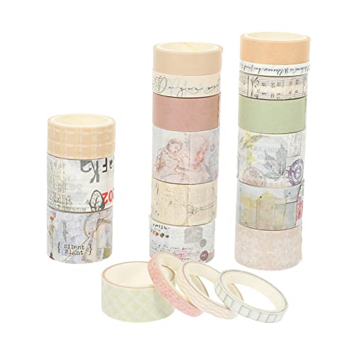 Artibetter 20 Rollen Retro Aufdruckband DIY Bastelband Breite Deko Klebebänder Album Themen Kunst Scrapbook Tagebuch DIY Klebebänder Dekoratives Papierband Journal Washi Klebeband von Artibetter