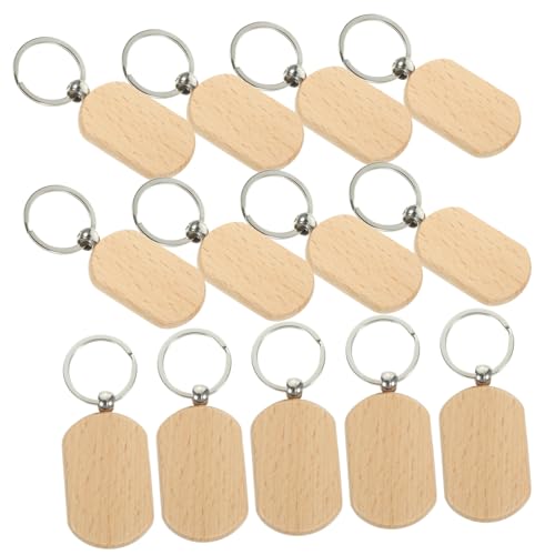 Artibetter 20 Stück Teiliges Holzschlüsselanhänger Rohlinge aus Sicherem Buchenholz Stabile Blanko Anhänger zum Bemalen und Gravieren DIY Bastelset für Individuelle Schlüsselanhänger von Artibetter