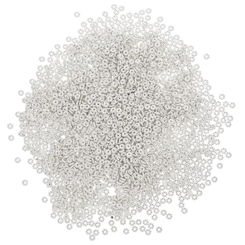 Artibetter 2000 Stk. Blumenförmige Abs Kunststoffperlen Silberfarben DIY Schmuckbasteln Perlen für Armbänder Halsketten Kleidung Dekoration Kreativitätsförderung von Artibetter