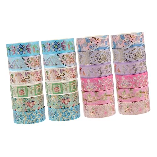 Artibetter 24 Rollen Heißpräge-Washi-Tape Kunst Gold Dekorationen Weiß Klebebänder basteln für bastelmaterial für Washi-Aufkleber selbstklebende Abziehbilder Japanisches Papier von Artibetter