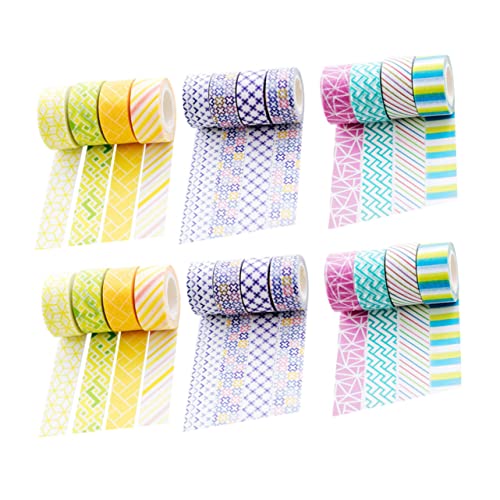 Artibetter 24 Rollen Washi Tape Scrapbook Zubehör DIY Klebebänder Dekorative Klebebänder Scrapbook Zubehör Washi Papierbänder Dekorative Bänder Dünne Deko Bänder Zufällige Farbe von Artibetter